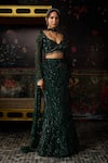 Buy_Diyarajvvir_Green Tulle, Satin, Lycra Sequins, Zari Embellished Blouse And Mermaid Skirt Set _Online_at_Aza_Fashions