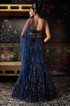 Shop_Diyarajvvir_Blue Tulle, Satin Sequins, Beads Asymmetric Embellished Mermaid Skirt Set _at_Aza_Fashions