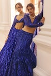 Diyarajvvir_Blue Tulle Sequins Sweetheart Neck Tonal Embellished Lehenga Set _Online_at_Aza_Fashions