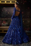 Shop_Diyarajvvir_Blue Tulle Sequins Sweetheart Neck Tonal Embellished Lehenga Set _at_Aza_Fashions