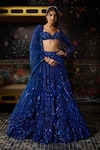 Buy_Diyarajvvir_Blue Tulle Sequins Sweetheart Neck Tonal Embellished Lehenga Set _Online_at_Aza_Fashions