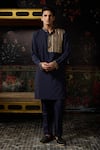 Buy_Diyarajvvir_Blue Cotton, Silk Embroidery Kurta With Pant _at_Aza_Fashions