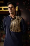 Diyarajvvir_Blue Cotton, Silk Embroidery Kurta With Pant _Online_at_Aza_Fashions