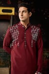 Buy_Diyarajvvir_Maroon Cotton, Silk Embroidery Kurta With Pant _Online_at_Aza_Fashions