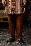 Diyarajvvir_Brown Silk Geometric Print Kurta With Pant _Online_at_Aza_Fashions
