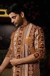 Buy_Diyarajvvir_Brown Silk Geometric Print Kurta With Pant _Online_at_Aza_Fashions