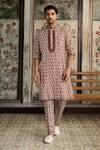 Buy_Diyarajvvir_Brown Silk Mirrors Printed Kurta With Pant _at_Aza_Fashions