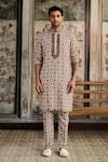 Shop_Diyarajvvir_Brown Silk Mirrors Printed Kurta With Pant _at_Aza_Fashions