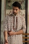Buy_Diyarajvvir_Brown Silk Mirrors Printed Kurta With Pant _Online_at_Aza_Fashions