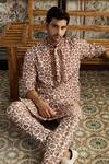 Shop_Diyarajvvir_Brown Silk Mirrors Printed Kurta With Pant _Online_at_Aza_Fashions