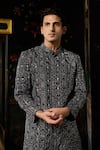 Shop_Diyarajvvir_Black Embroidery Jacket Kurta With Pant _at_Aza_Fashions