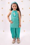 Lil Drama_Green Rayon Embroidery, Foil Printing, Lace Khilkhilahat Kurta And Dhoti Pant Set _at_Aza_Fashions