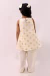 Shop_Lil Drama_Off White Polyester, Chanderi Mishti Floral Pattern Kurta And Dhoti Pant Set _at_Aza_Fashions