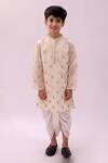 Buy_Lil Drama_Off White Chanderi Foil Mishti Floral Butti Pattern Kurta And Dhoti Pant Set _at_Aza_Fashions