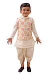Buy_Lil Drama_Off White Polyurethane Embroidery Mishti Floral Pattern Nehru Jacket Kurta Set _at_Aza_Fashions