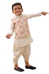 Buy_Lil Drama_Off White Polyurethane Embroidery Mishti Floral Pattern Nehru Jacket Kurta Set _Online_at_Aza_Fashions