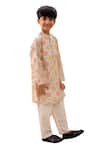 Shop_Lil Drama_Off White Polyester, Silk, Cotton Mishti Floral Pattern Kurta And Pant Set _Online_at_Aza_Fashions