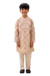 Buy_Lil Drama_Off White Polyester, Silk, Cotton Mishti Floral Pattern Kurta And Pant Set _at_Aza_Fashions