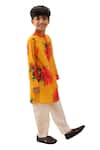 Lil Drama_Mustard Cotton, Polyester, Silk Genda Phool Floral Print Kurta With Pant _Online_at_Aza_Fashions
