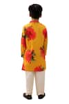 Shop_Lil Drama_Mustard Cotton, Polyester, Silk Genda Phool Floral Print Kurta With Pant _at_Aza_Fashions