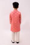 Shop_Lil Drama_Peach Chanderi, Polyester, Silk Mishti Floral Pattern Kurta And Pant Set _at_Aza_Fashions