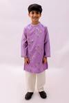 Buy_Lil Drama_Purple Chanderi, Polyester, Silk Mishti Floral Pattern Kurta And Pant Set _at_Aza_Fashions
