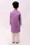 Shop_Lil Drama_Purple Chanderi, Polyester, Silk Mishti Floral Pattern Kurta And Pant Set _at_Aza_Fashions