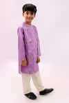 Buy_Lil Drama_Purple Chanderi, Polyester, Silk Mishti Floral Pattern Kurta And Pant Set _Online_at_Aza_Fashions