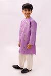 Shop_Lil Drama_Purple Chanderi, Polyester, Silk Mishti Floral Pattern Kurta And Pant Set _Online_at_Aza_Fashions
