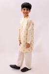 Buy_Lil Drama_Off White Chanderi, Polyester, Silk Mishti Floral Pattern Kurta And Pant Set _Online_at_Aza_Fashions