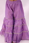 Shop_Lil Drama_Purple Chanderi, Cotton Embroidery Mishti Floral Pattern Kurta And Sharara Set _Online_at_Aza_Fashions