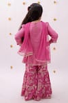 Shop_Lil Drama_Pink Rayon, Net Embroidery Khilkhilahat Floral Pattern Kurta Sharara Set _at_Aza_Fashions