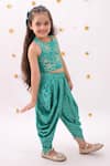 Buy_Lil Drama_Green Rayon Embroidery Khilkhilahat Floral Pattern Top And Dhoti Pant Set _at_Aza_Fashions
