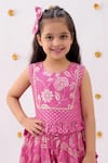 Buy_Lil Drama_Pink Rayon, Cotton Embroidery Khilkhilahat Floral Pattern Top And Dhoti Pant Set _Online_at_Aza_Fashions
