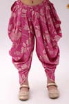 Lil Drama_Pink Rayon, Cotton Embroidery Khilkhilahat Floral Pattern Top And Dhoti Pant Set _at_Aza_Fashions