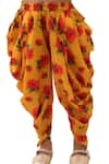Buy_Lil Drama_Mustard Cotton Sequins, Genda Phool Floral Pattern Crop Top And Dhoti Pant Set 