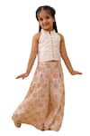Buy_Lil Drama_Off White Polyester, Silk, Cotton Sequins Mishti Top And Floral Pattern Pant Set _at_Aza_Fashions