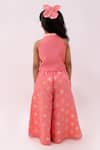 Shop_Lil Drama_Peach Chanderi, Cotton Embroidery, Sequins Mishti Top And Floral Pattern Pant Set _at_Aza_Fashions