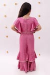 Shop_Lil Drama_Pink Rayon Embroidery Khilkhilahat Top And Floral Pattern Flared Pant Set _at_Aza_Fashions