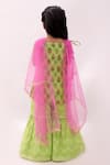 Shop_Lil Drama_Green Chanderi, Net Fabric Flowers Khilkhilahat Floral Pattern Kurta Sharara Set _at_Aza_Fashions