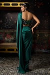 Shop_Diyarajvvir_Green Tulle, Satin Tassels, Pre-draped Dhoti Saree And Embellished Blouse Set _at_Aza_Fashions