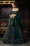 Buy_Diyarajvvir_Green Tulle Sequins, Embroidery Square Neck Embellished Lehenga Set _at_Aza_Fashions