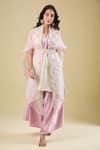 Buy_Prisho_Pink Embroidery Open Neck, Cape Pant Set _at_Aza_Fashions