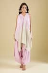 Shop_Prisho_Pink Embroidery Open Neck, Cape Pant Set _Online_at_Aza_Fashions