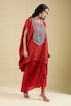 Buy_Prisho_Orange Embroidery Round Neck Yoke Kaftan With Skirt _Online_at_Aza_Fashions