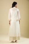 Shop_Prisho_Ivory Tassels, Embroidery Mandarin Collar Jacket Pant Set _at_Aza_Fashions