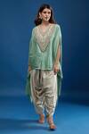 Prisho_Green Embroidery V-neck Resham Kaftan With Pant _at_Aza_Fashions