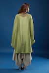 Shop_Prisho_Green Embroidery V-neck Thread Kaftan And Pant Set _at_Aza_Fashions
