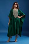 Buy_Prisho_Green Beads Round Neck Dori Embroidered Kaftan And Pant Set _at_Aza_Fashions