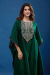 Buy_Prisho_Green Beads Round Neck Dori Embroidered Kaftan And Pant Set _Online_at_Aza_Fashions